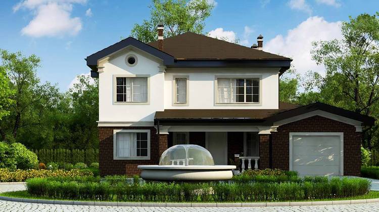 Проект красивого двухэтажного дома общей площадью 205 кв.м