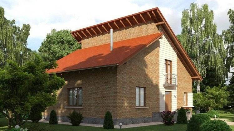 Проект коттеджа в классическом стиле с кирпичным фасадом и оригинальной крышей