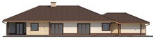 Одноэтажный проект дома для узкого участка с большим гаражом