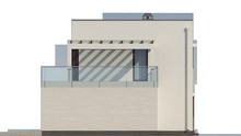 Проект двухэтажного коттеджа с плоской крышей и просторной террасой