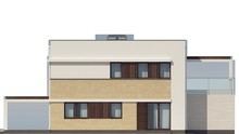 Проект двухэтажного коттеджа с плоской крышей и просторной террасой
