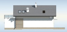 Проект компактного дома для узкого участка, с гаражом и террасой над ним