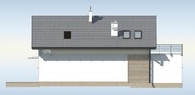 Проект компактного дома для узкого участка, с гаражом и террасой над ним