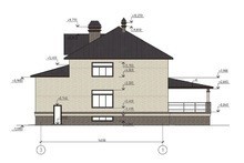 План двухэтажного коттеджа с гаражом на два автомобиля и просторной верандой