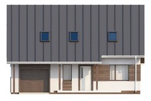 Проект аккуратного мансардного дома со встроенным гаражом для одной машины