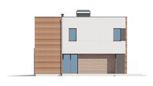 Проект двухэтажного дома с плоской крышей и гаражом