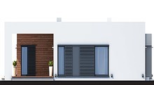 Проект одноэтажного жилого дома с белым фасадом