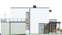 Двухэтажный дом с открытыми верандами и террасами