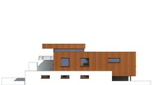 План дома общей площадью 180 кв. м с гаражом в полуподвальном помещении