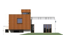 План дома общей площадью 180 кв. м с гаражом в полуподвальном помещении