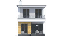 Живописный двухэтажный дом в стиле минимализма с гаражом для одного автомобиля общей площадью 181 кв. м, жилой 89 кв. м