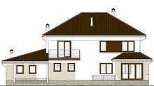 Схема европейского дома площадью 285 кв. м с красочным экстерьером