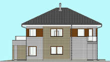 Проект дома из кирпича с двумя балконами и экером площадью 262 кв.м