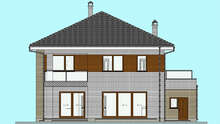 Проект дома из кирпича с двумя балконами и экером площадью 262 кв.м