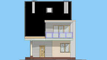 Схема оригинального дома в три уровня площадью 169 кв. м с четырьмя спальнями