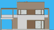 Схема дома в духе минимализма площадью 148 кв. м с четырьмя спальнями
