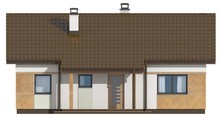 Проект маленького аккуратного одноэтажного коттеджа с двускатной крышей