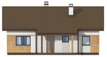 Проект маленького аккуратного одноэтажного коттеджа с двускатной крышей
