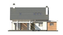 Проект небольшого дома с мансардой и гаражом с левой стороны