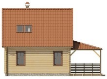 Проект коттеджа с деревянным фасадом и боковой террасой