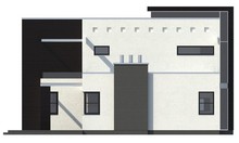 Проект двухэтажного коттеджа с плоской крышей и пристроенным гаражом