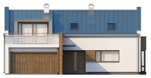 Проект двухэтажного загородного дома с террасой над гаражом