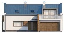 Проект двухэтажного загородного дома с террасой над гаражом