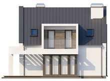 Проект современного коттеджа с мансардой и оригинальным балконом