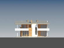 Проект особняка на две семьи в стиле хай-тек с плоской крышей
