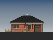 Проект усадьбы с кирпичным фасадом, со встроенным гаражом и сауной