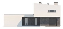 Современный особняк T - образной формы с плоской крышей