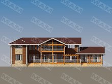 Архитектурный проект двухэтажной усадьбы с деревянным фасадом