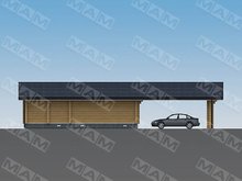 Практичный проект гаража с красивым деревянным фасадом