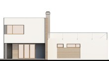 Двухэтажный коттедж в стиле модерн с огромной террасой над гаражом