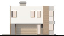 Двухэтажный коттедж в стиле модерн с огромной террасой над гаражом