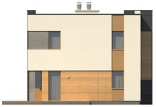 Двухэтажный дом с гаражом и террасой в стиле модерна