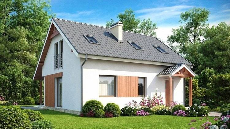 Проект экономного простого коттеджа с мансардой