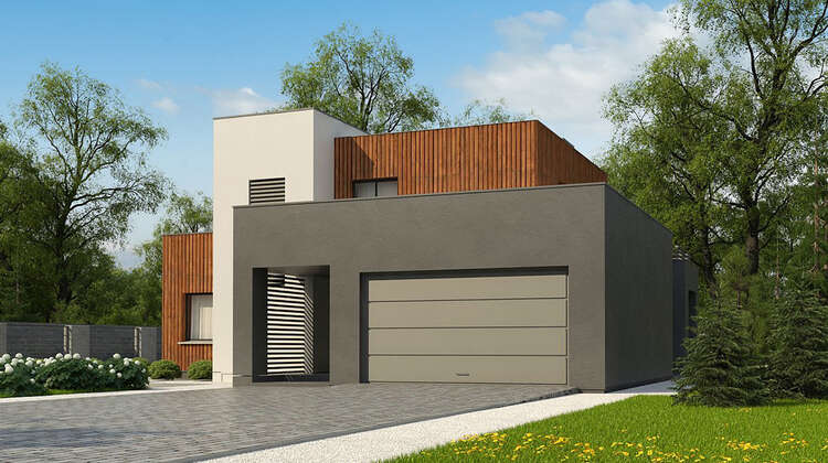 Современный дом с гаражом на две машины