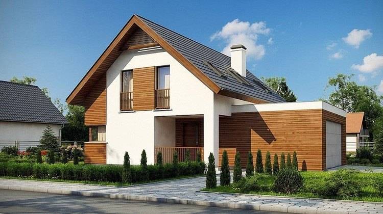 Проект двухэтажного коттеджа с гаражом на две машины площадью более 150 m²