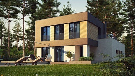 Проект современного компактного двухэтажного дома площадью 150 m²