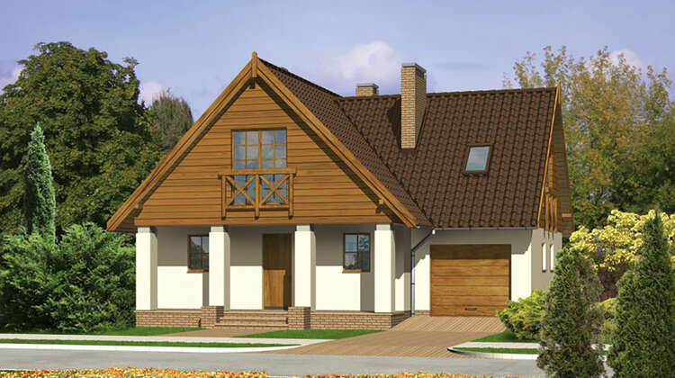 Проект двухэтажного особняка с красивой верандой