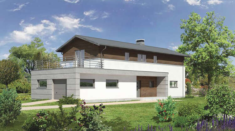 Проект дома для узкого участка на 4 спальни