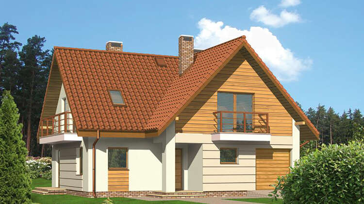 Интересный двухэтажный особняк с камином