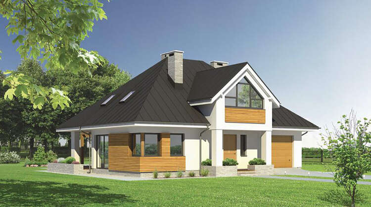 Светлый коттедж в деревянным декором