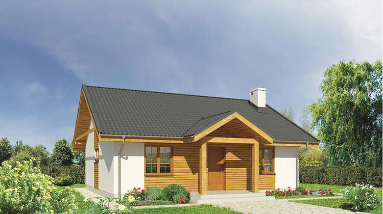 Проект жилого дома декорированного деревом