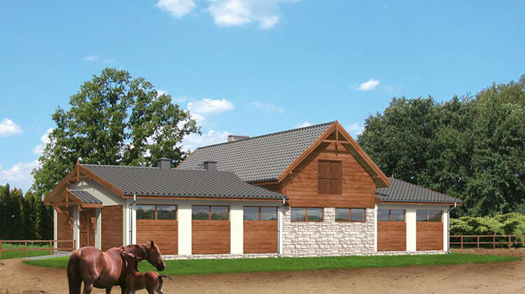 Проект конюшни с комнатой для обслуживающего персонала