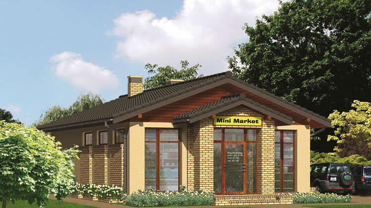 Проект красивого магазина с жилыми апартаментами