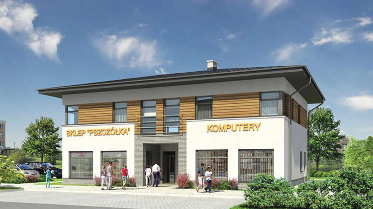 Проект двухэтажного здания с торговыми залами