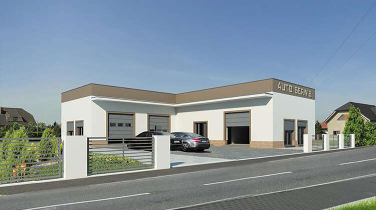 Проект современного здания автосервиса