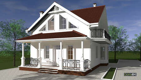Проект стильного двухэтажного дома площадью 133 кв. м. в традициях европейской архитектуры